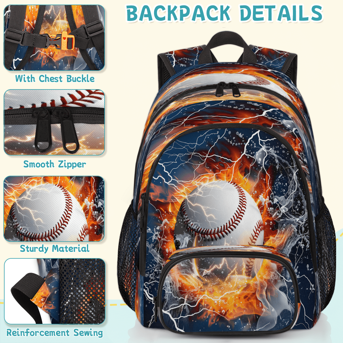 Herdesigns Sports Baseball Themed Laptop Backpack for Women Men, Work Computer Backpacks, 18.3 Inch Large Computer Nurse Teacher Bags Travel Casual Daypack