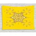 thumbnail image 1 of Yellow Damask Tapestry, Oriental Arabesque Floral Elements Vibrant Color Spring Theme, Wall Hanging for Bedroom Living Room Dorm Decor, 60W X 40L Inches, Yellow Brown and White, by Ambesonne, 1 of 2