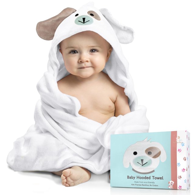 Toalla con capucha para bebé FOREVERPURE Premium Viscosa Bamboo White