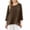 Brown, variant on Summer Linen Shirt for Women Casual Solid Color Workout Tops Fast Drying Crew Neck Blouse 3/4 Sleeve Loose Going Out Tops with Pockets