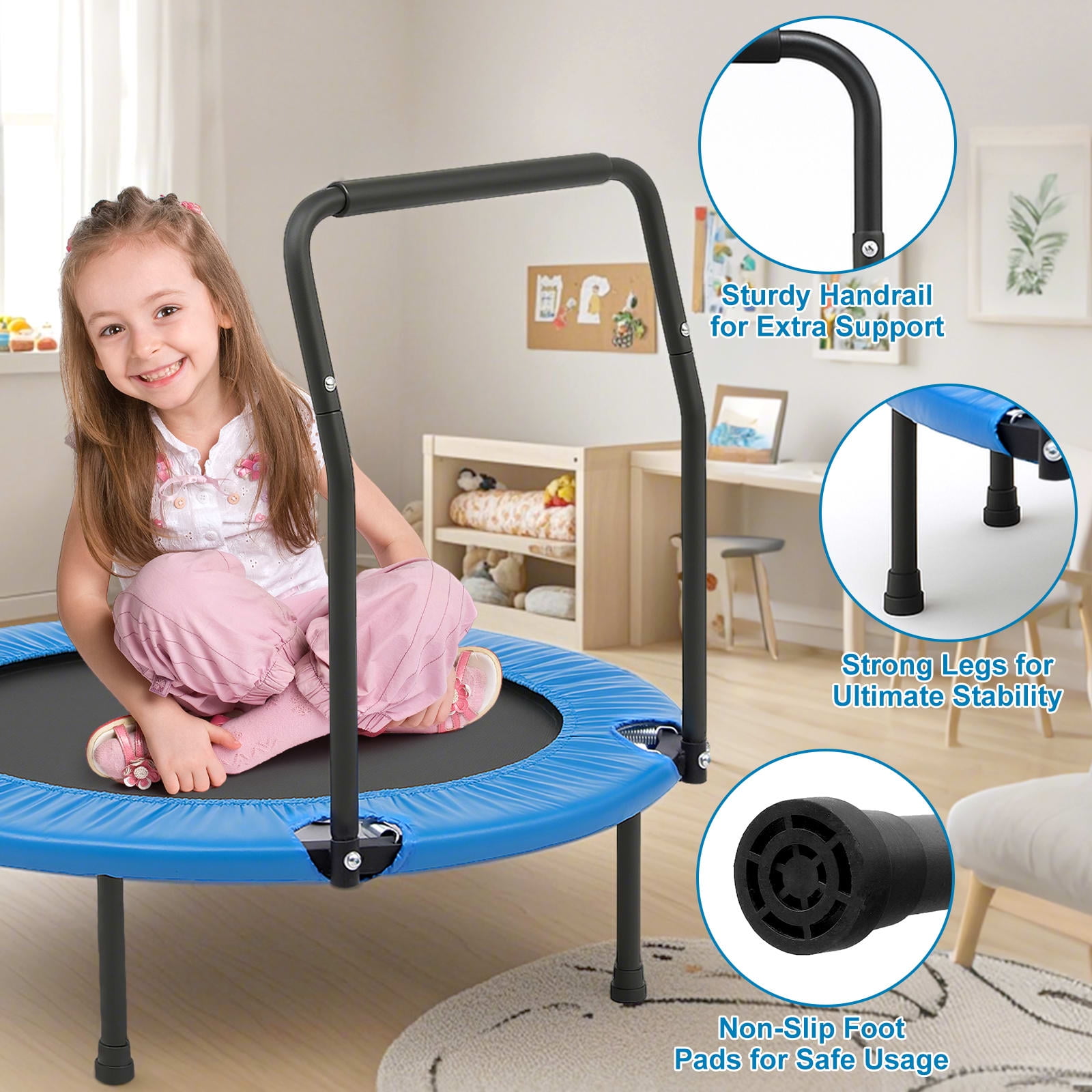 ALPULON 3FT Trampoline for Kids, Foldable Trampoline Indoor/Outdoor, Easy Storage, for Playtime or Birthday Gifts