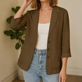 thumbnail image 5 of IUYRTFE Women's 3/4 Sleeve Button Front Blazer Jacket Relaxed Fit Casual Workwear Top, 5 of 7