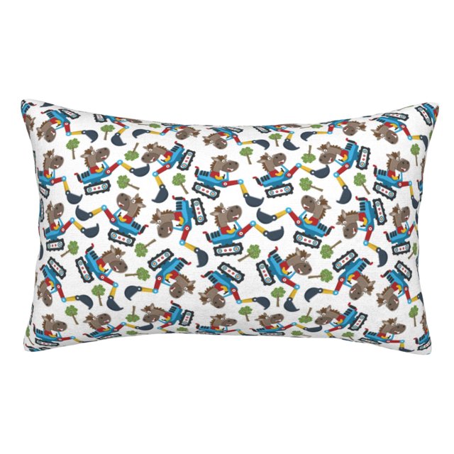 Fotbe Funny Excavator Funda de Almohada Decorativa Estilo Occidental, Lujo en Algodón, Fundas para Almohadas King, Cojín Estampado para Decoración del Hogar-16"x24"