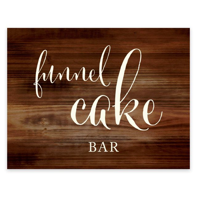 Andaz Press Wedding Party Signs, Rustic Wood Print, 8.5x11-inch, Funnel Cake Bar Reception Dessert Table Sign, 1-Pack, Unframed