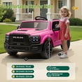 thumbnail image 7 of Xuanlur 24V 160W Licensed Dodge RAM 2500 Ride on Toy for Big Kids, 2 Seater Ride On Car with Remote Controll, Ride on Truck w/4-Wheel Suspension, Storage, Dual-Speed Modes, Soft Start & Stop (Pink), 7 of 7