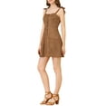 thumbnail image 5 of Allegra K Women's Faux Suede A Line Short Button up Overall Dresses, 5 of 7