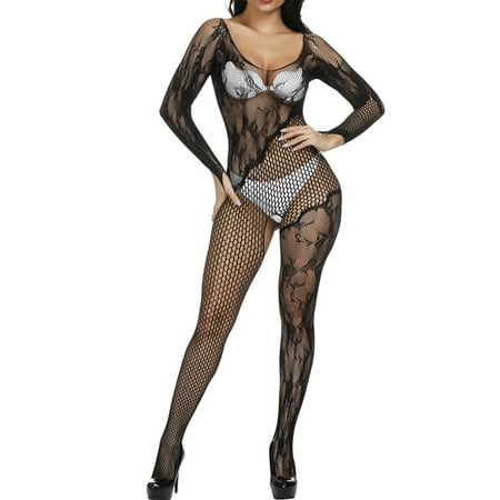 

Daqian Lingerie for Women Plus Size Women s Sexy One-piece Mesh Clothes Suspender Sock Hollowed Out One-piece Socks Mesh Whole Body Silk Stockings Mesh Socks Pack Sexy Underwear Black One Size