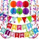 thumbnail image 1 of Pancarta de feliz cumpleaños yeacher con bandera de papel de colores banderines de papel guirnalda de confeti circular, 1 of 7