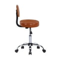 thumbnail image 4 of Mara Adjustable Height Drafting Stool with Wheels and Backrest, Space-Saving Faux Leather Rolling Stool Caramel, 4 of 11