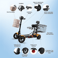 thumbnail image 6 of 4 Wheels Mobility Scooter with Front Basket, Travel Folding Electric Wheelchair for Adult & Elderly - Gold, 6 of 9
