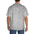 thumbnail image 3 of Hirioo Silver Mosaic for Men's Cuban Collar Short Sleeve Shirt Button Down Shirt Beach Summer Shirts Wedding Vacation Shirts-3X-Large, 3 of 5