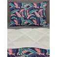 thumbnail image 3 of Tropical Comforter & Sham Bedding Set, Hawaiian Exotic Banana Leaves Pattern, 3 pcs Duvet Set Microfiber Filling Quilt, 5 Sizes, Dark Lavender Pale Pink, by Ambesonne, 3 of 4