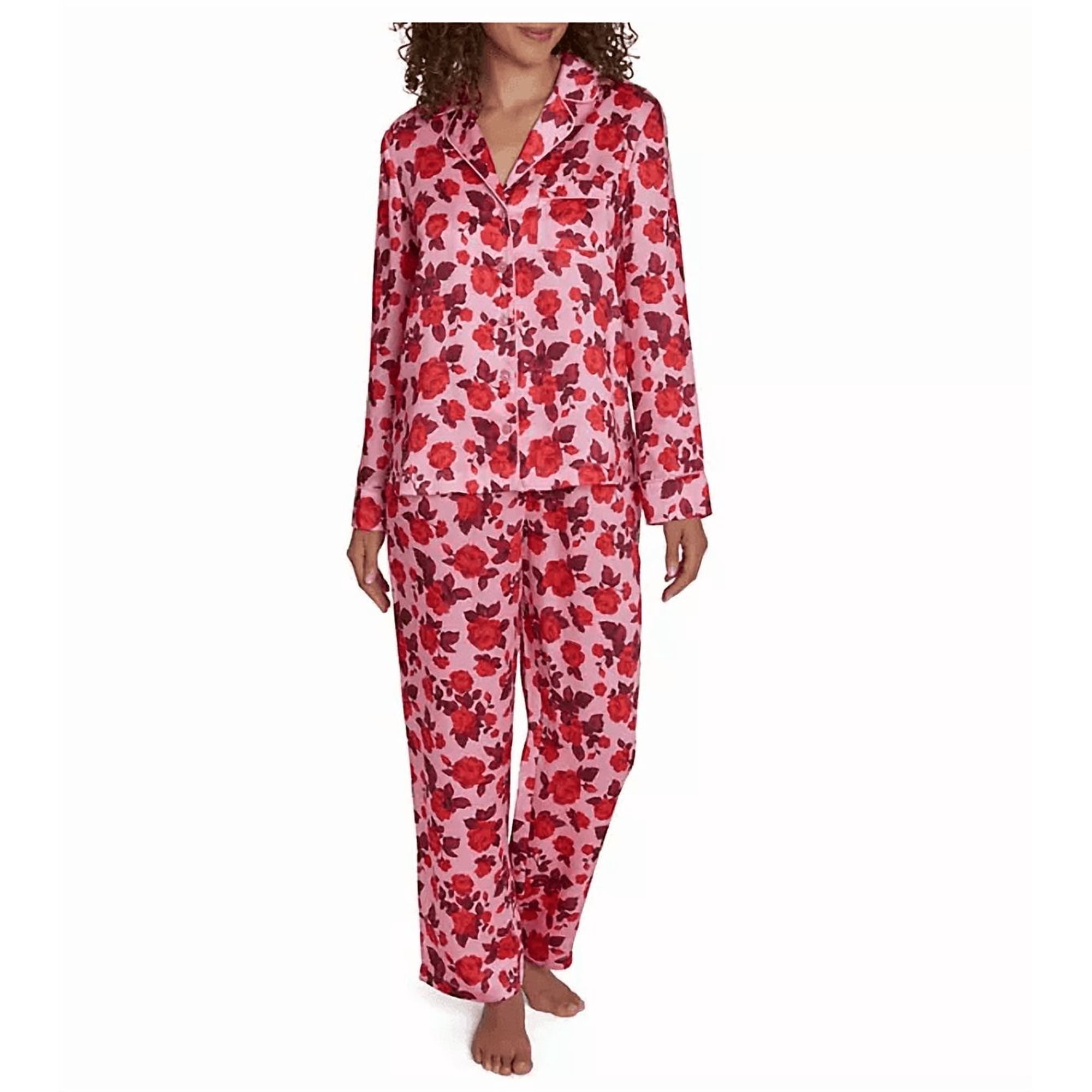 LOFT Women's Satin Notch Collar Pajama Set Rose Blush Large