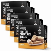Protein Crispy Rice Treats, 15g Protein, 3g-7g Net Carbs, Low Carb, Fluffy, Soft, Chewy, Gluten Free, High Fiber, Keto-Friendly, No Aftertaste (Fluffy Peanut Butter, 5 Pack)