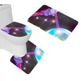thumbnail image 1 of ABPHQTO Galaxy Space Cat Juego de alfombras de baño de 3 piezas Alfombra de baño Alfombra de contorno y tapa de inodoro, 1 of 2