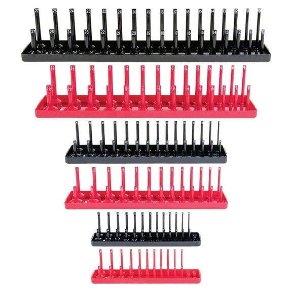 B&C Home Goods 6 Piece SAE & Metric Tray Socket Holder Toolbox Organizer