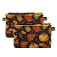 thumbnail image 2 of WOBOGO Pumpkin Leaf Fall Autumn Square Storage Basket with Waterproof Canvas and PE Lining Durable PU Leather Handles 14.2×10.2×8.3in, 2 of 9
