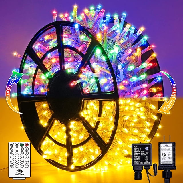 JMEXSUSS 163FT 500 luces LED de color naranja, 8 modos de luces de Navidad naranjas para interiores y exteriores, alambre transparente impermeable, luces de Halloween enchufables para habitación, porc