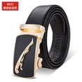 thumbnail image 1 of Volkmi Belt wholesale men's scratch-resistant edging microfiber belt men's automatic buckle belt lychee pattern belt 125cm_ edging three-dimensional silver leopard, 1 of 6