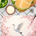 thumbnail image 3 of Joocar Cherry Blossom Crane Design Linen Table Mats Set Of 4 For Home Kitchen Table Decor 12x18 inch, 3 of 5