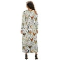 thumbnail image 2 of FKELYI Floral Rooster Print Long Sleeve Maxi Dress for Women V-Neck Soft Casual Dress Flowy A-Line Dresses with Side Pockets for Party Wedding, 3XL, 2 of 6