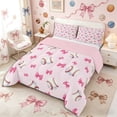 thumbnail image 3 of Meiyoeat Cute Baseball Queen Comforter Set 3 Pieces, Pink Bow Print Comforter Sets Queen for Bedroom,Pink Reversible, 3 of 6