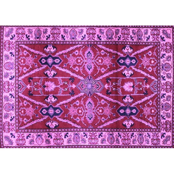 Ahgly Company Indoor Rectangle Geometric Purple Traditional Area Rugs, 7' x 9'
