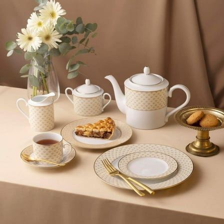 Trocadero Gold 10.50 in. (Gold) Porcelain Dinner Plates, (Set of 4)