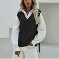 thumbnail image 2 of Fesfesfes Ladies Vest Sweater Outerwear Slim V-Neck Vest Knit Sweater Women Sleeveless Casual Jacket, 2 of 6