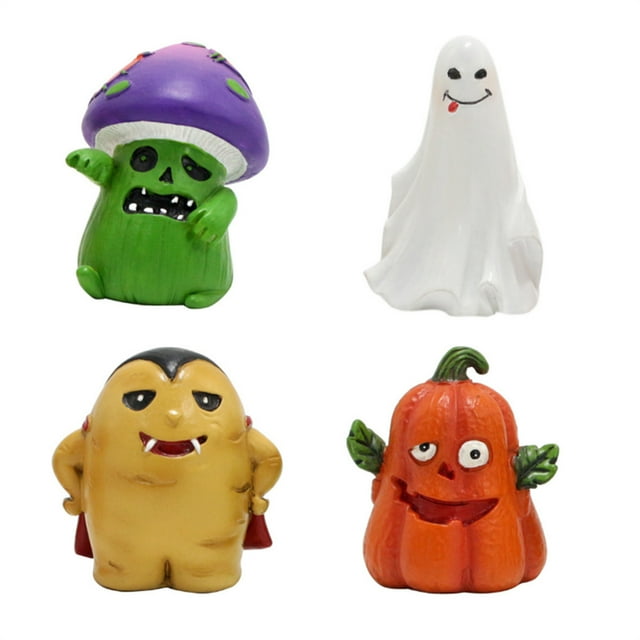 Adornos De Escritorio De Halloween, Manualidades De Resina De Dibujos Animados, 4 Piezas, Figuras De Chupasangre De Hongo Cushaw Fantasma, Adecuadas para Decoración De Pradera, Patio, Terraza, Compre