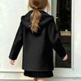 thumbnail image 5 of Girls Hooded Single Coat, Kids Solid Color Mid Length Button Down Trench Outerwear, Long Sleeve Warm Overcoat with Side Pockets for Fall Winter(Black,6-7 Years), 5 of 5