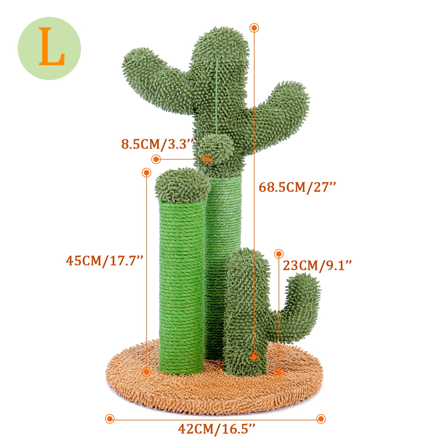 Pefilos 27" Cat Scratching Post for Adult Cats Cactus Cat Scratcher for Large Cats Featuring with 3 Scratching Poles and Interactive Dangling Ball Cat Tree for Indoor Cats, L Pefilos 27" Cat Scratching Post for Adult Cats Cactus Cat Scratcher for Large Cats Featuring with 3 Scratching Poles and Interactive Dangling Ball Cat Tree for Indoor Cats, L