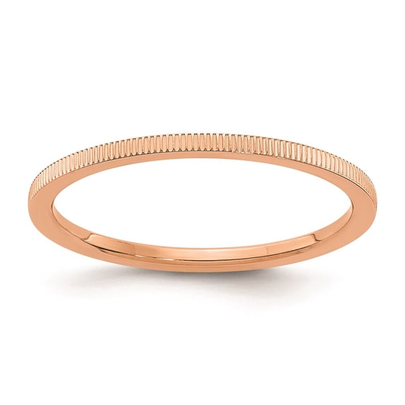 Solid 10K Rose Gold 1.2mm Line Pattern Stackable Band Thin Wedding Anniversary Ring Size 6.5