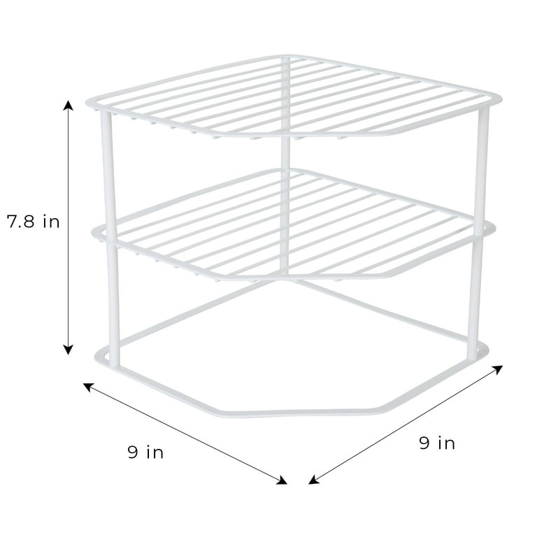 Mimifly Kitchen Cupboard Organiser, 2 Pack Metal Wire Cabinet Storage Shelf  Insert Rack, White