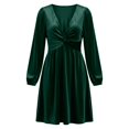 thumbnail image 4 of Robe Ligne A Automne/hiver 2025 Col en V Manches Longues Robe de Soirée en Velours Robe Formelle pour Femmes, 4 of 4