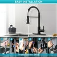 thumbnail image 3 of Kitchen Faucet w/ Pull Down Sprayer, High Arc Spring Kitchen Sink Faucet, Modern rv Single Handle Water faucets with Deck Plate&Water Lines, Dual Function for Bar/Laundry/Utility Sink(Matte Black), 3 of 8