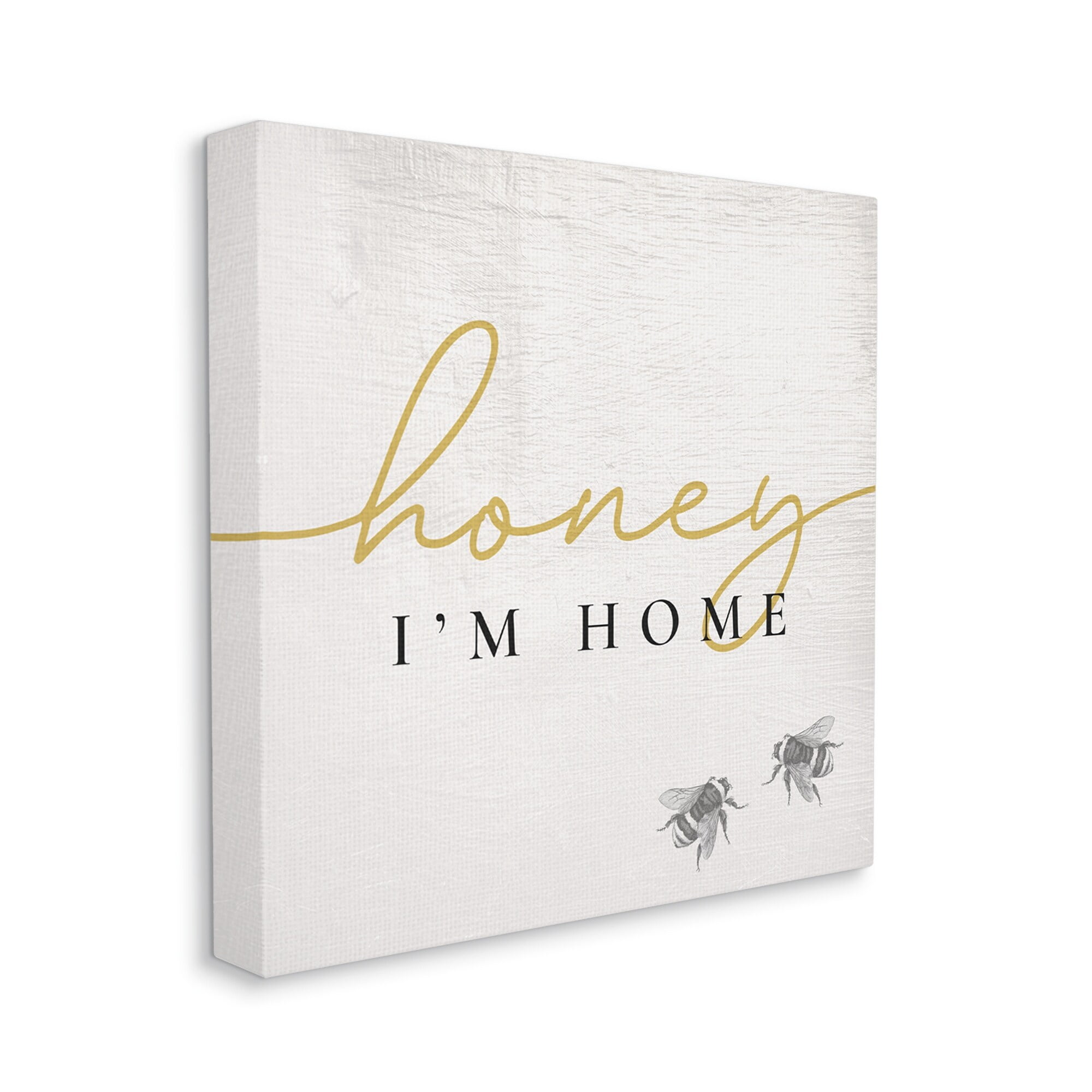 Stupell Industries Honey I'm Home Greeting Charming Bee Pun, 24 x 24,Design by Daphne Polselli