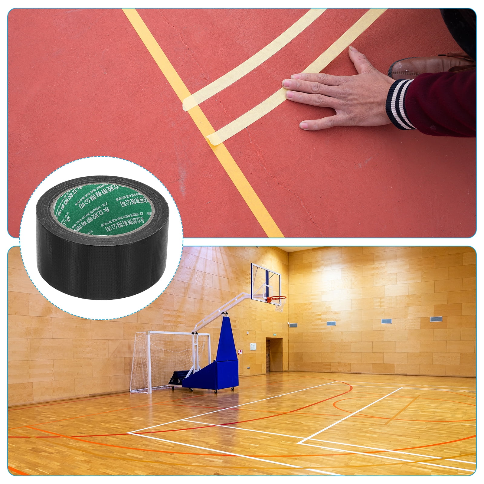 Uxcell Pickleball Ball Court Marking Tape 66ft, Marking Edge Guard Ultra-Adhesive Tape, Black 2 Pcs
