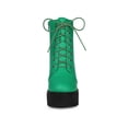thumbnail image 6 of BLISSFUL STEP Women's Boot Side Zip Platform Chunky Heel Combat Boots Grass Green 6, 6 of 7