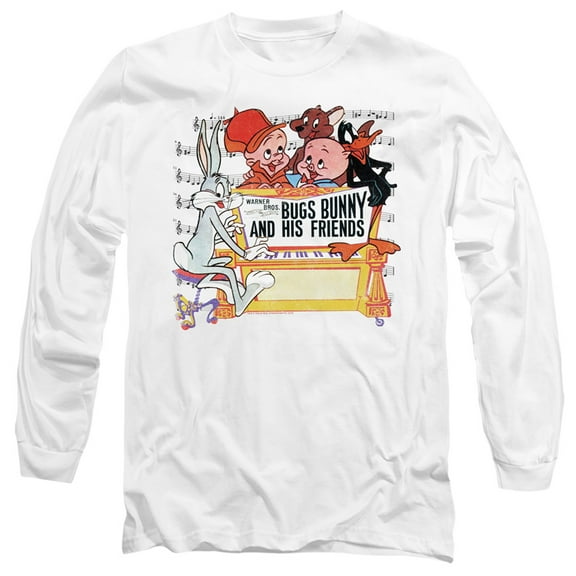 Looney Tunes Bugs And Friends Long Sleeve Adult 18/1 T-Shirt White