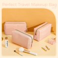 thumbnail image 4 of Bolsa de maquillaje Dunzy de piel sintética impermeable para cosméticos, color rosa, 4 of 7