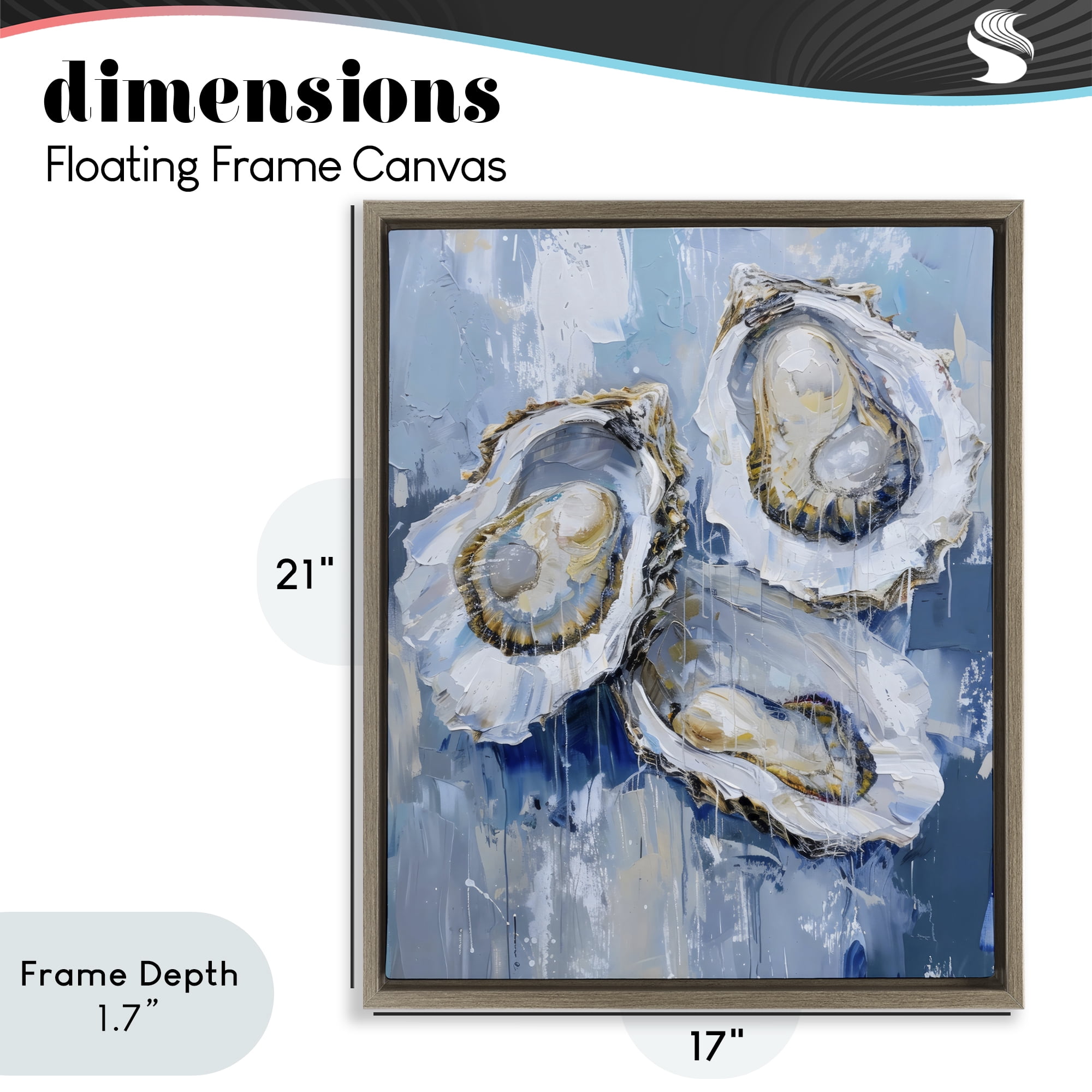 Stupell Industries Vibrant Blue Oysters Brown Framed Floater Canvas Wall Art, design by Creative Studio