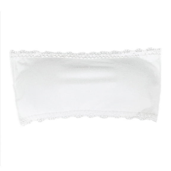 Aellinatey Womens Strapless Lace Trim Bandeau Bra Padded Seamless Stretch Bandeau Tube Tops