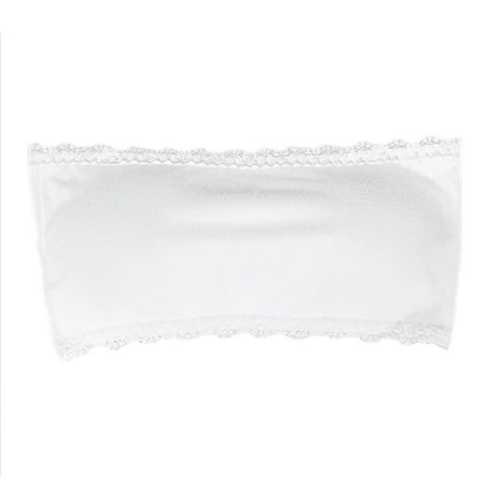 

Womens Strapless Lace Trim Bandeau Bra Padded Seamless Stretch Bandeau Tube Tops