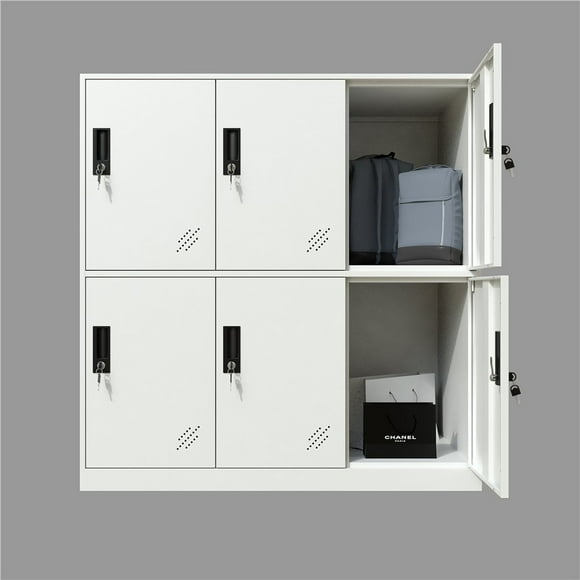 MECOLOR Full White Color 6 Door Metal Locker Cabinet Used for Gym Staff in Office School or Home