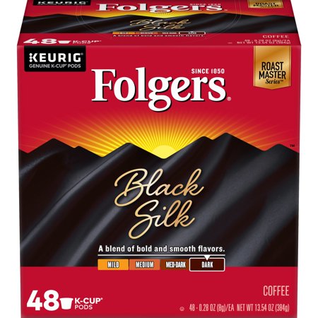 Folgers Black Silk, Dark Roast Coffee, K-Cup Pods, 48-Count