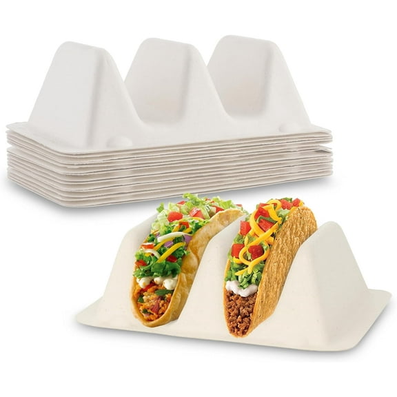 MT Products Pulp Fiber 2 Divider Taco Holder 7" x 4.25" x 3.5" - Pack of 15
