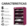 thumbnail image 4 of Zapatera de 5 Niveles Multifuncional | Estante para Zapatos | Almacenamiento de Calzado de Acero Inoxidable | Closet Organizador para Tenis | Tela Impermeable, 4 of 5