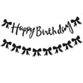 thumbnail image 1 of Banderín de feliz cumpleaños con lazo negro con forma de sorcristía para decoración de fiesta, 1 of 7