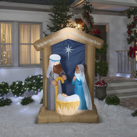 78" Airblown® Inflatable Light-Up LED Nativity Scene with Archway Outdoor Yard Decoration